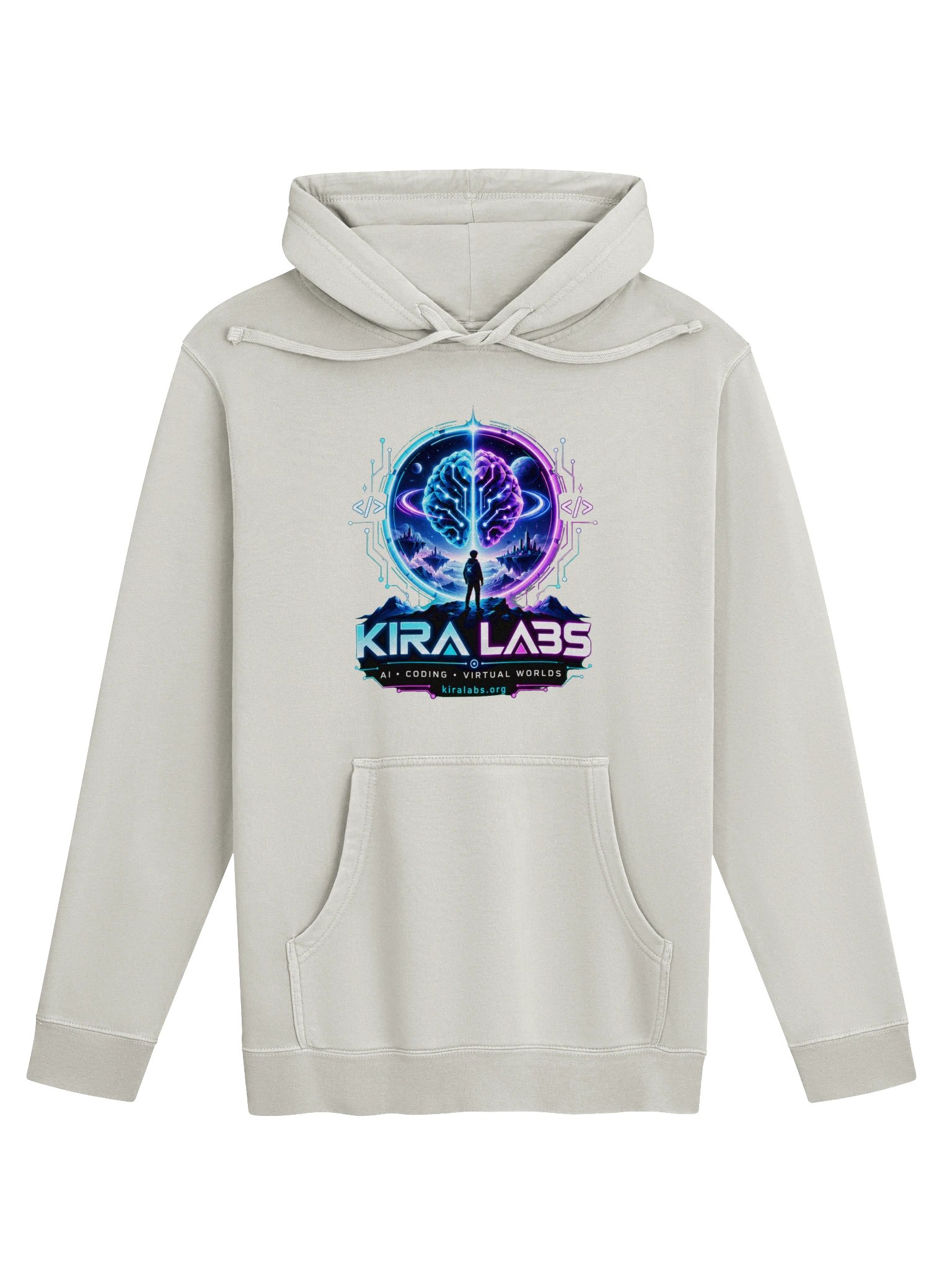 Kira Labs AI Coding Virtual Worlds Hoodie – Cream product image (1)