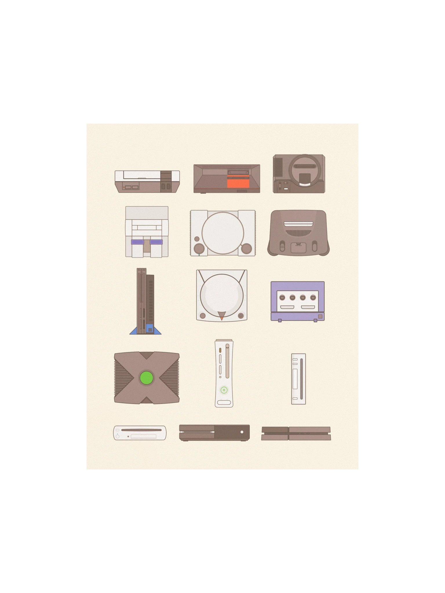 Retro Consoles (Beige) [11x14] product image (1)