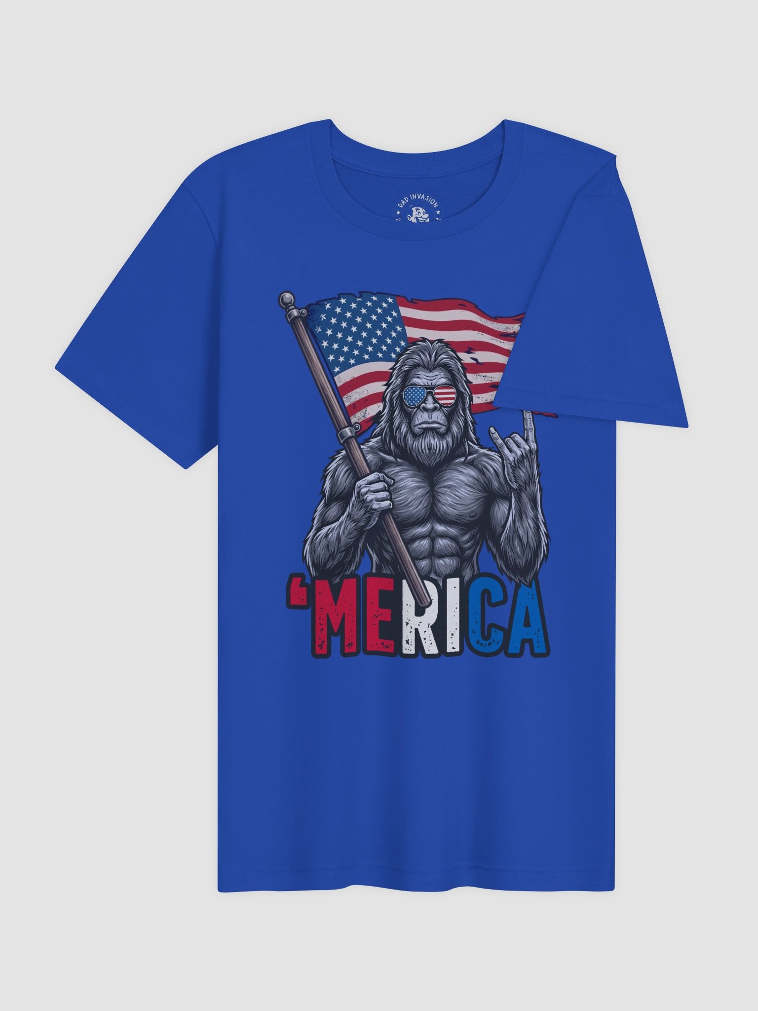 Bigfoot Merica Rock American Flag Patriotic 4th of July Pemium T-Shirt product image (4)