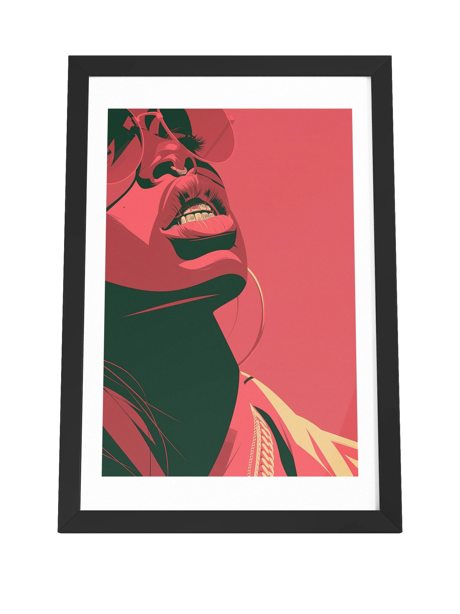 MONA No. 2 FRAMED | Black Woman Wall Art | Gold Grillz Print, Crimson & Gold product image (4)