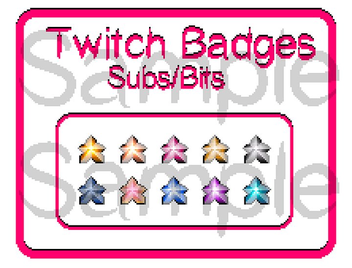 Star Pixel Twitch Sub Badges | Star Bit Badges | Premade badges for Twitch streams product image (2)