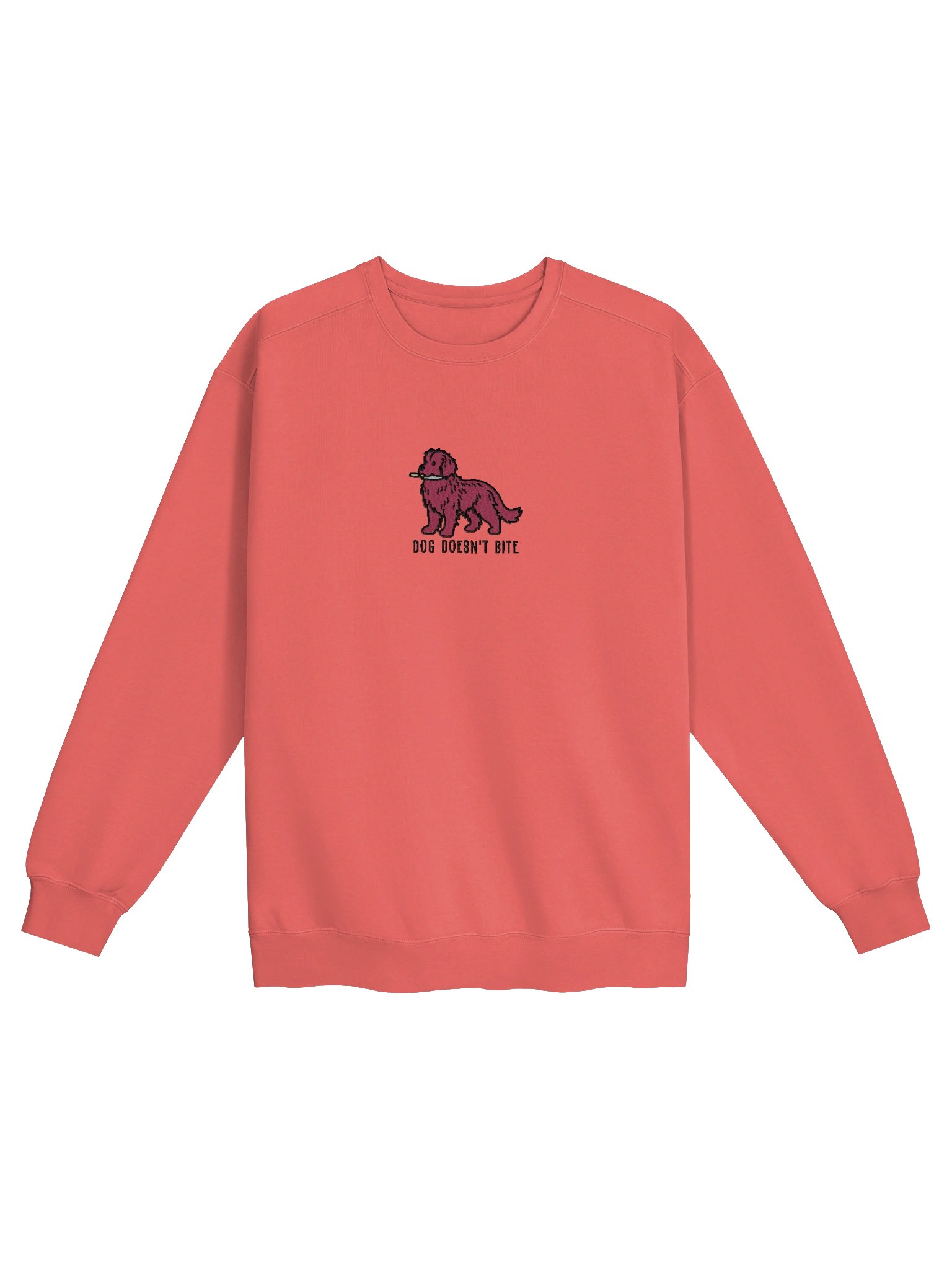 Dog Doesn't Bite Funny Chibi-Style Embroidered Premium Sweatshirt for Newfoundland(Brown) Owners product image (17)