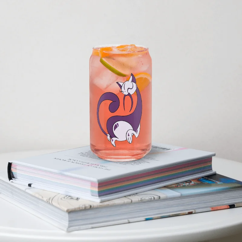 Calming Purple Cat Can-Shaped Glass product image (9)