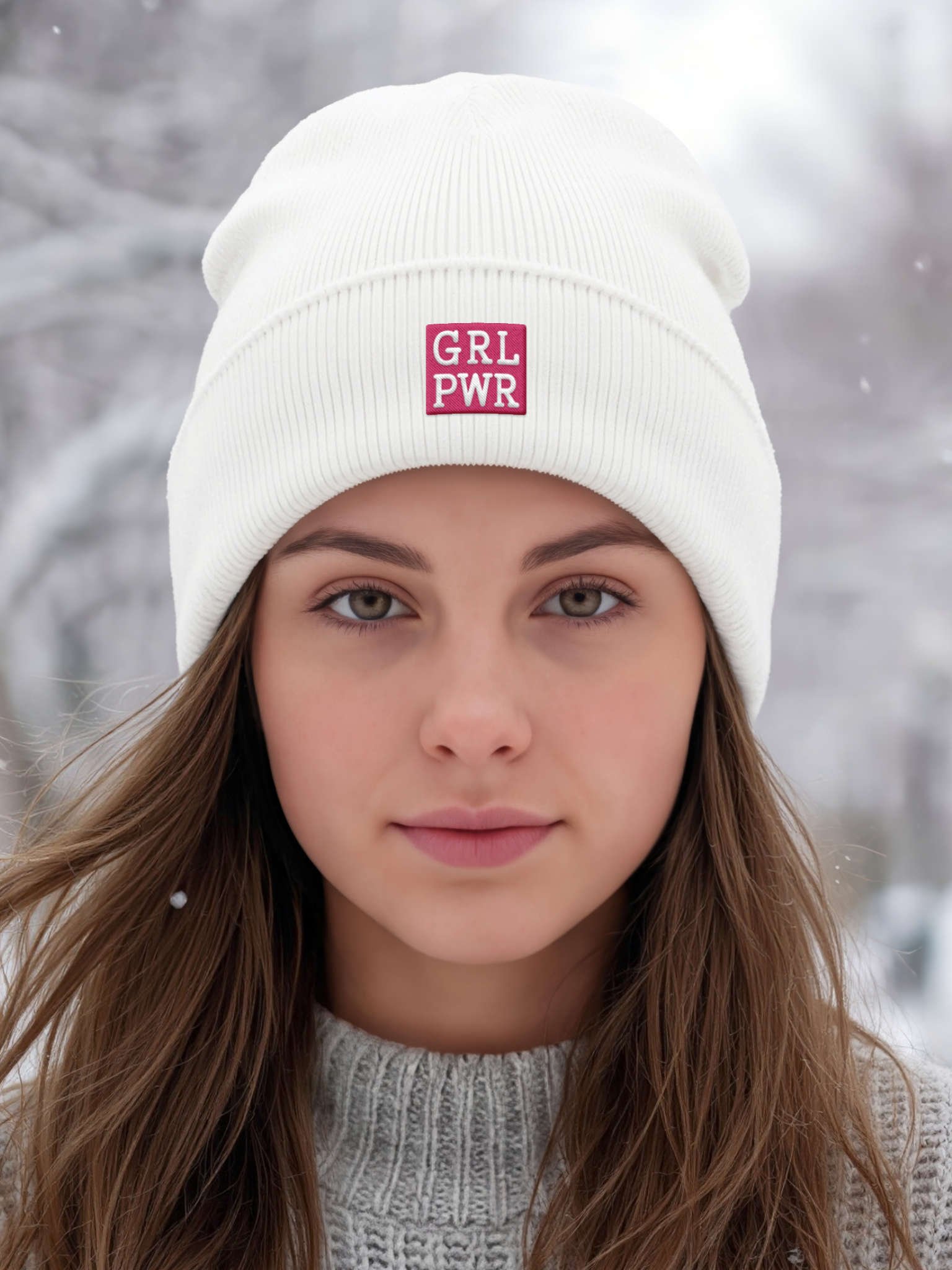 GRL PWR! Embroidered Cuffed Beanie – Soft & Cozy Unisex Accessory for Everyday Elegance product image (4)