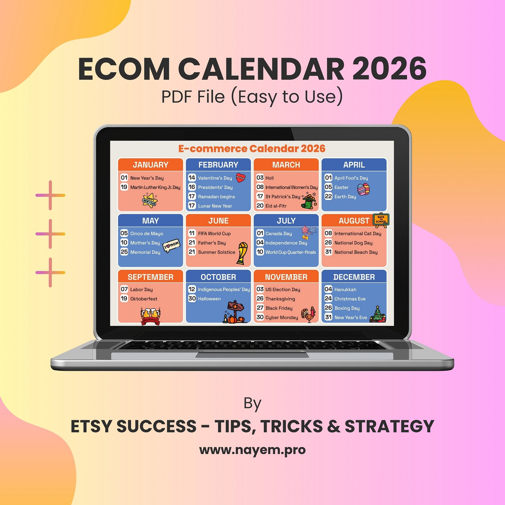 ECOM Calendar 2026 – Printable PDF product image (1)