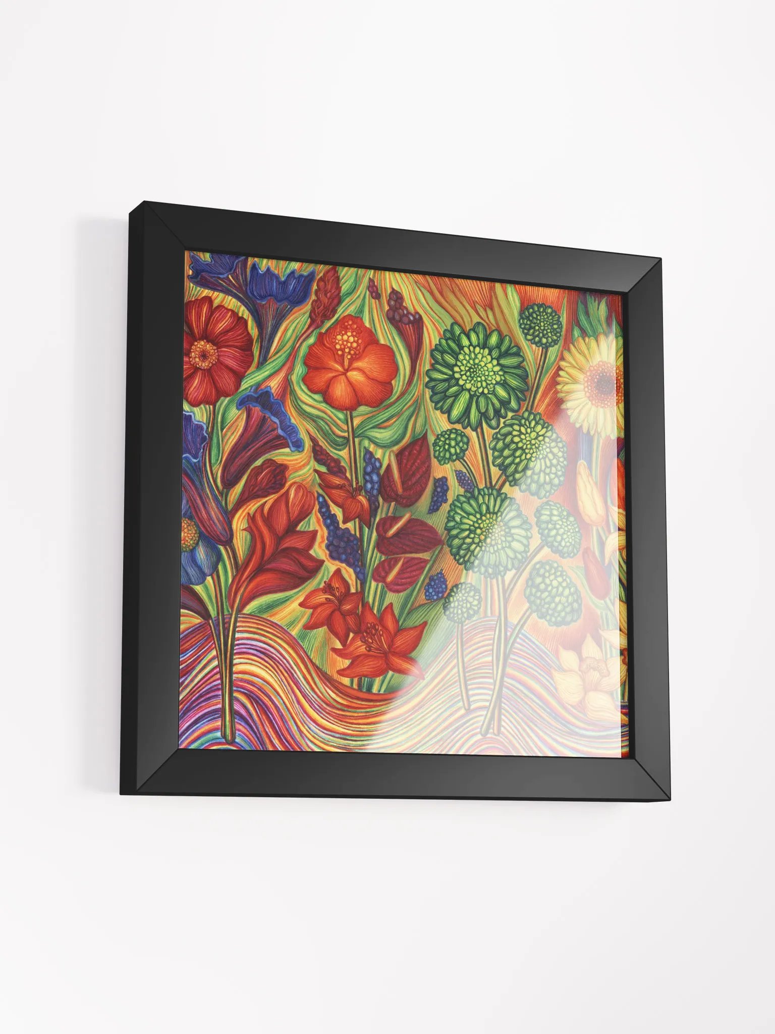 Vibrant Ayous Wood Framed Matte Poster - 5 Multicoloured Flowers product image (34)