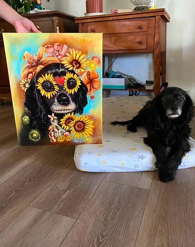 Had the absolute pleasure to paint this cutie, Tiger Lily, with a sugar skull face design! This was such a fun concept and I ...