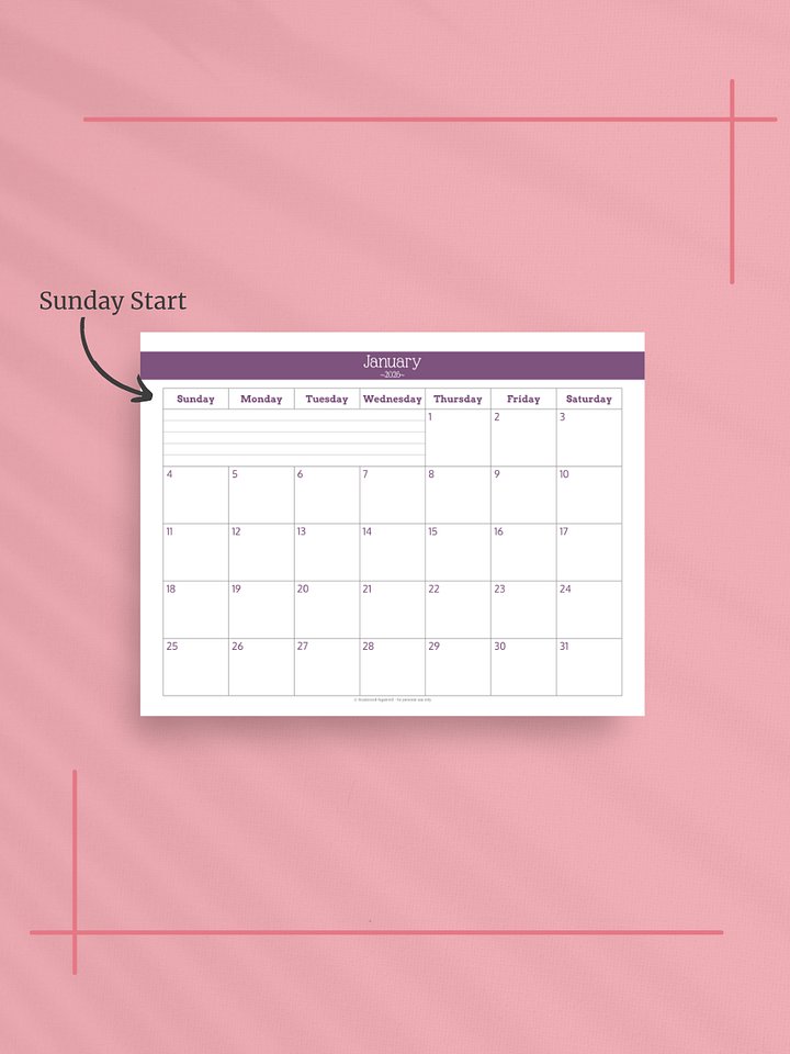Understated Rainbow 2026 Calendar - Single Page per Month, Sunday Start, Letter Size product image (2)