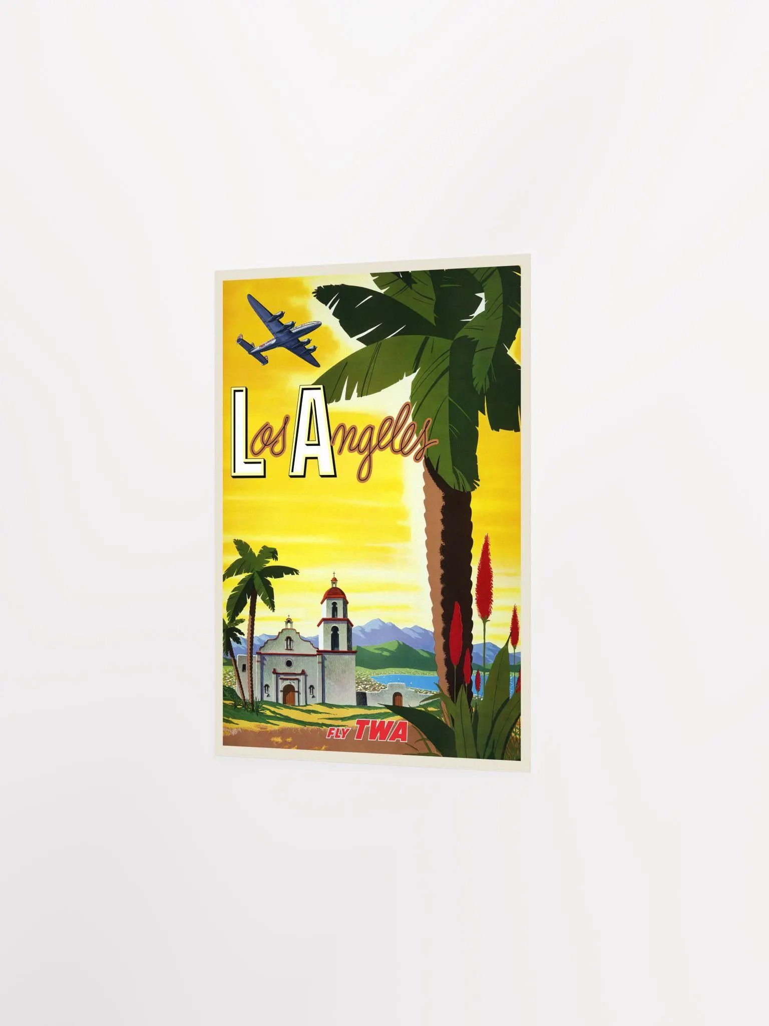 Los Angeles, USA, TWA — retro vintage travel poster, retro travel art, retro travel wall art, beach poster, tropical poster product image (7)