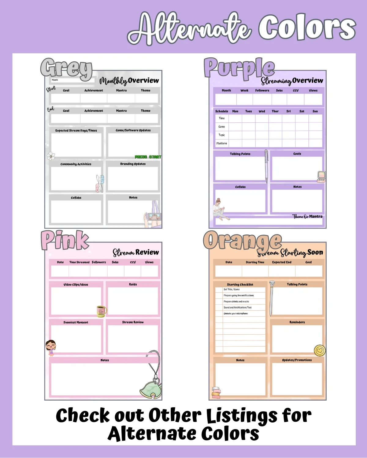 Purple Streaming Planner Printable product image (5)