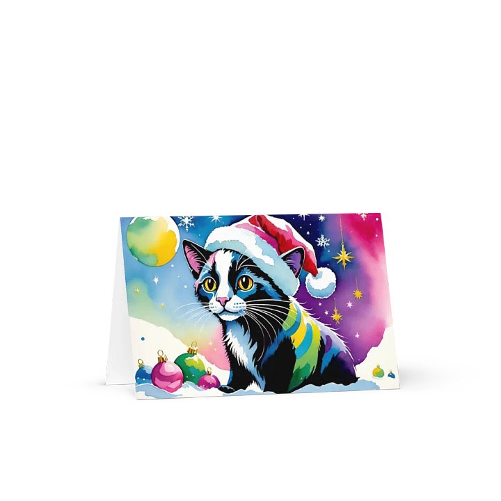Watercolor Christmas Kitty, Winter Holiday Card product image (1)
