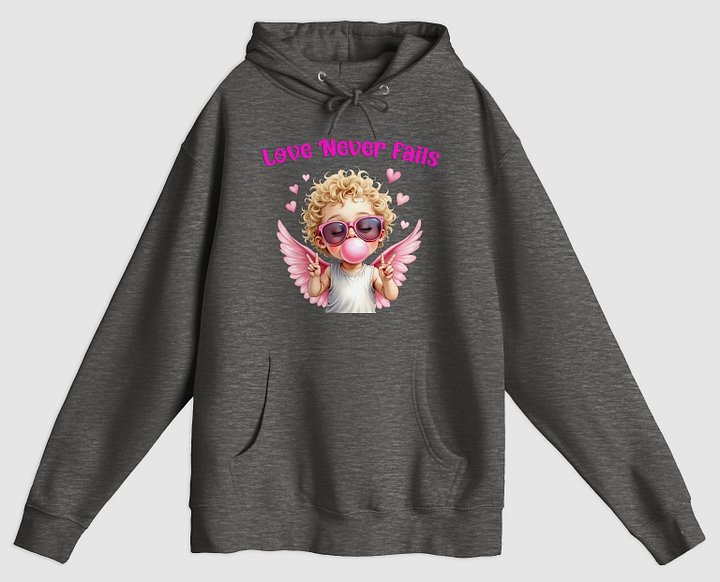 Love Never Fails Valentine Retro Cupid Valentine's Day Premium Pullover Hoodie product image (1)