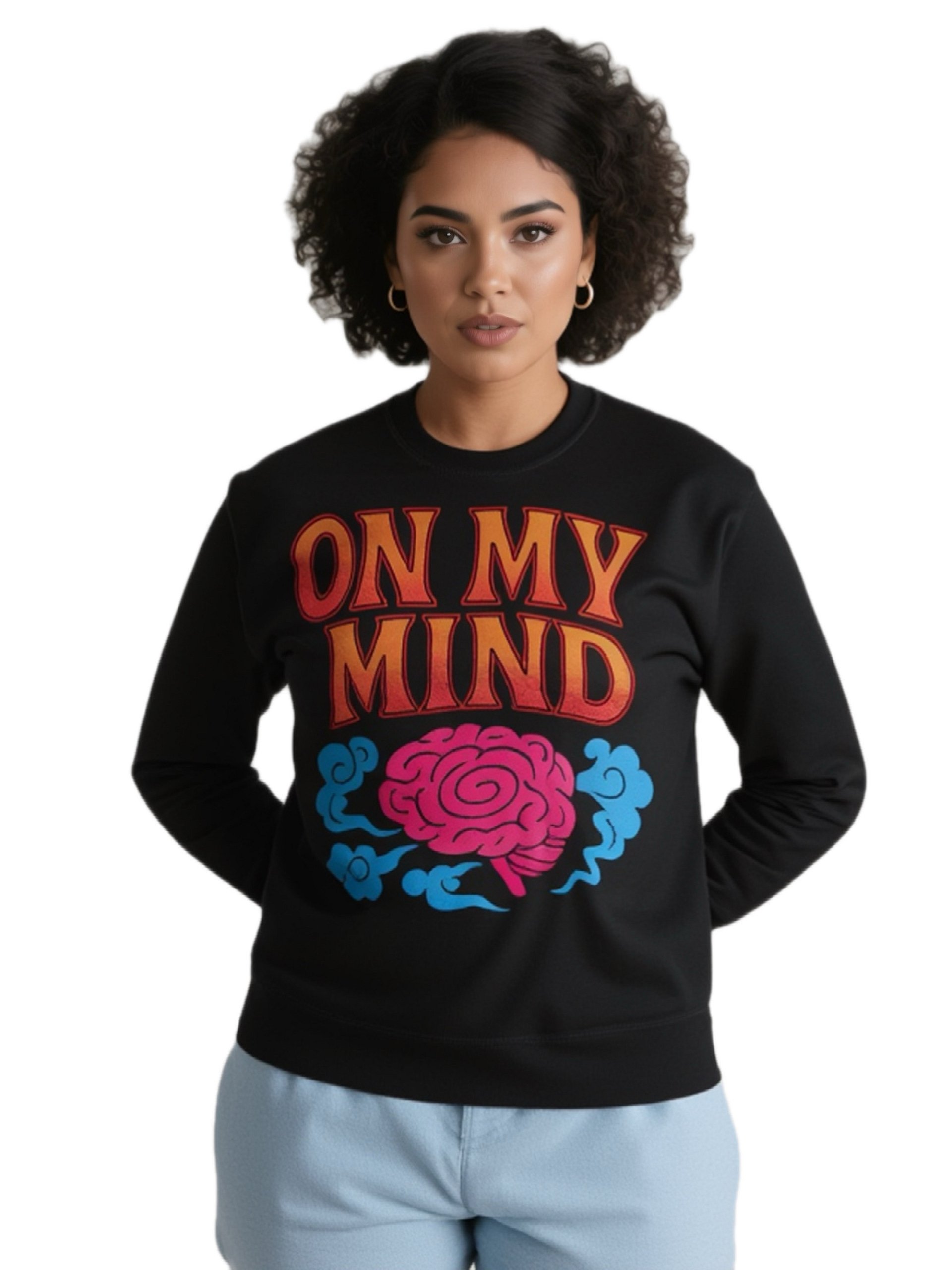 “On My Mind” Retro Streetwear Sweatshirt | 90s Graffiti Brain Design | HQ MAR Exclusive Drop product image (1)