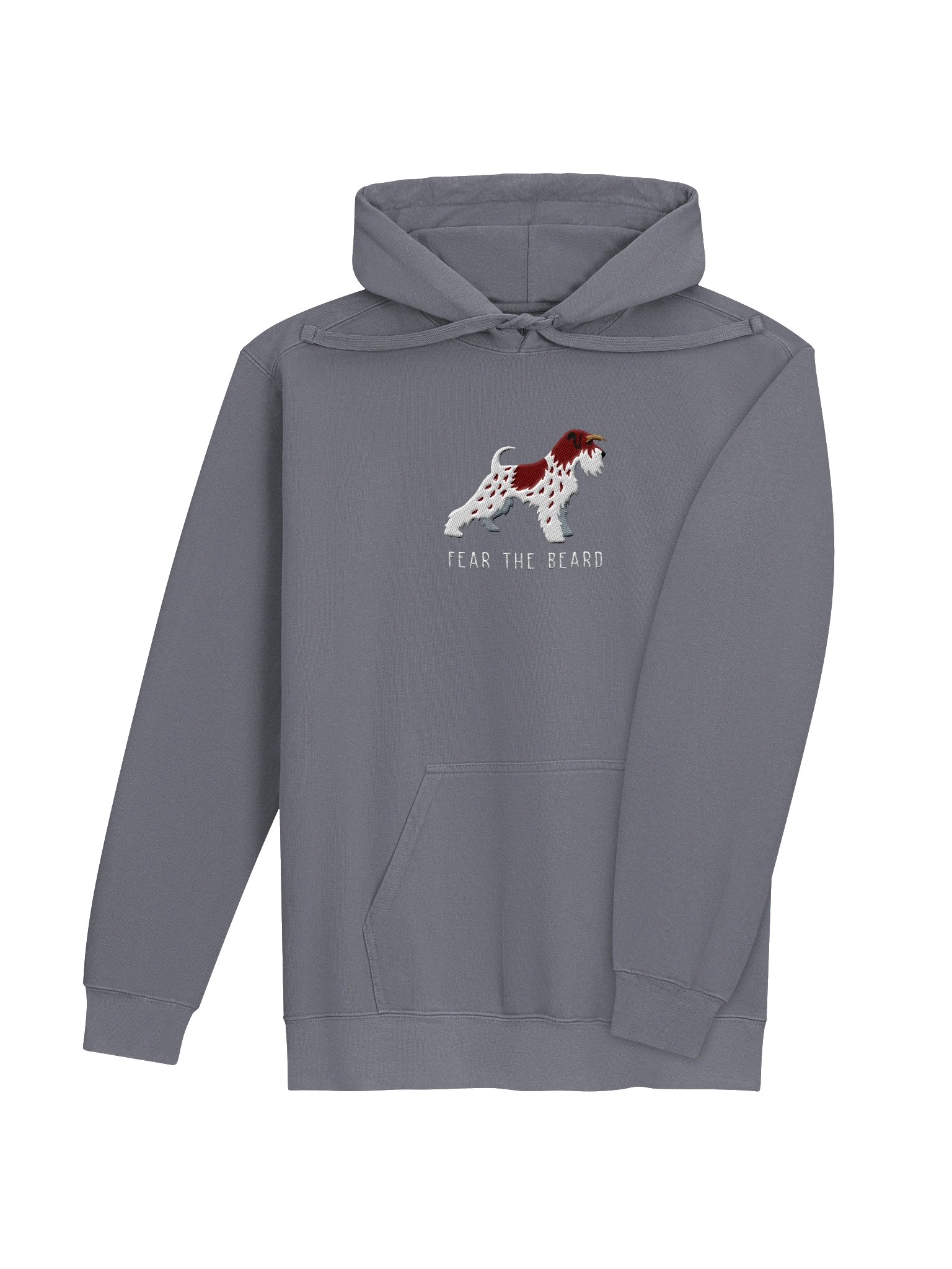 Fear the Beard Premium Hoodie (Embroidered) of a Miniature Schnauzer(Parti Liver & White) product image (16)