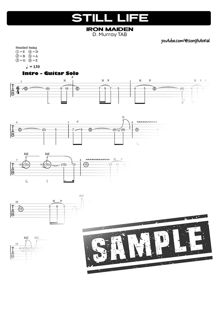 Still Life | PDF Tab + Guitar Pro | Iron Maiden product image (2)