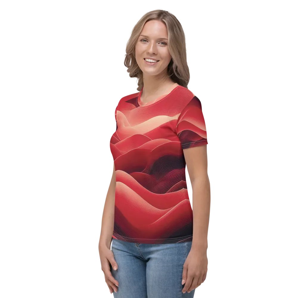 Women's Full-Print-3 Red Glitch Tee product image (4)