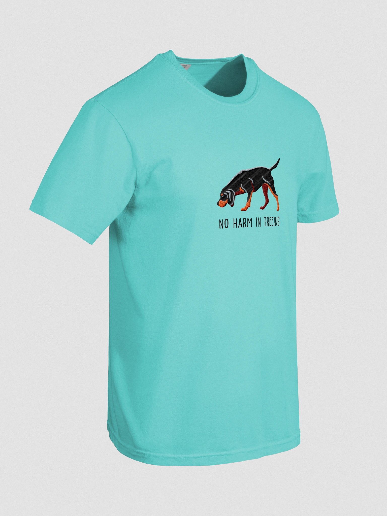 No Harm in Treeing T-Shirt(Embroidered) of a Black & Tan Coonhound product image (11)
