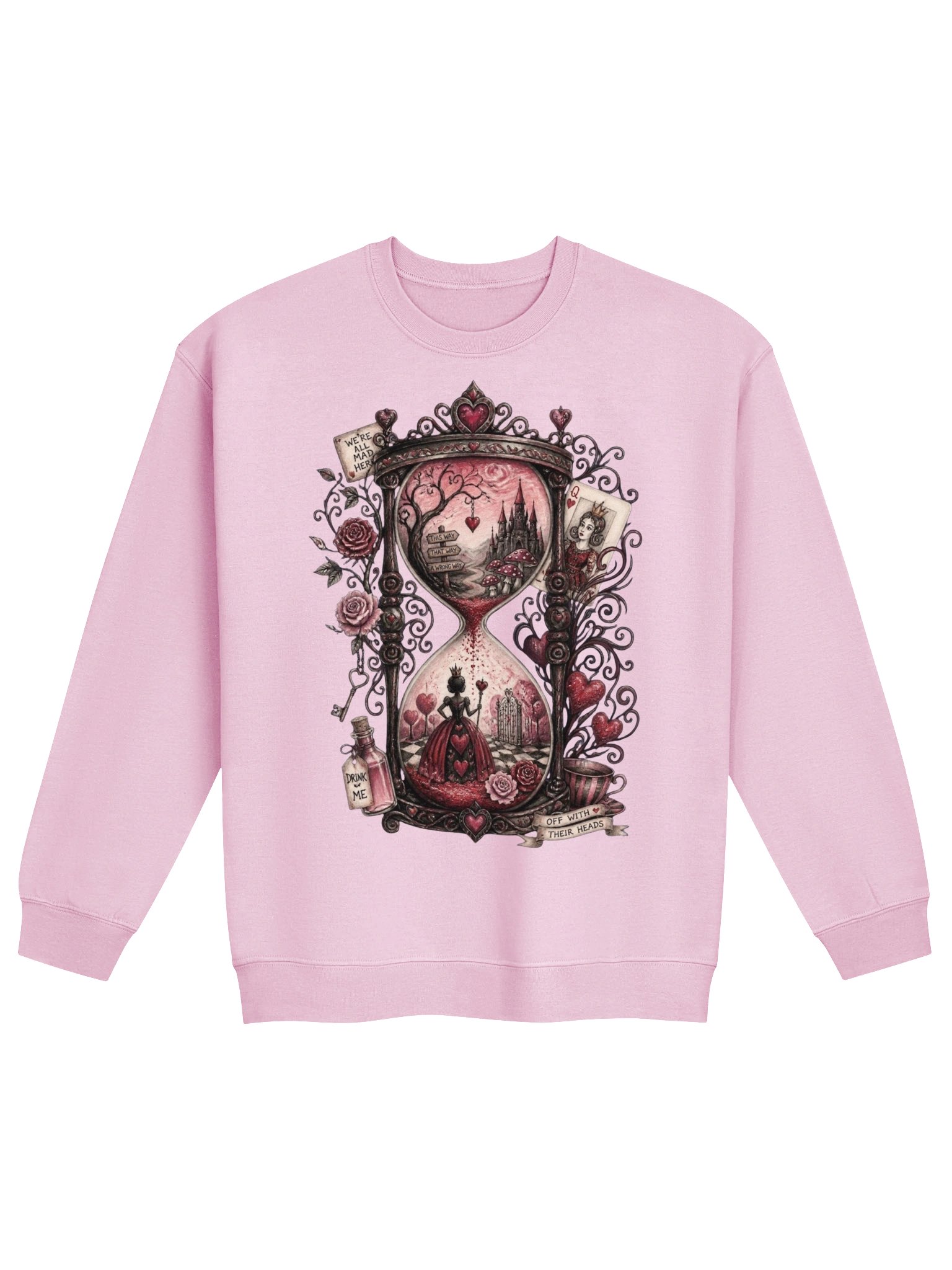 Wonderland Queen of Hearts Sweatshirt, Surreal Whimsigoth Hourglass Graphic product image (2)