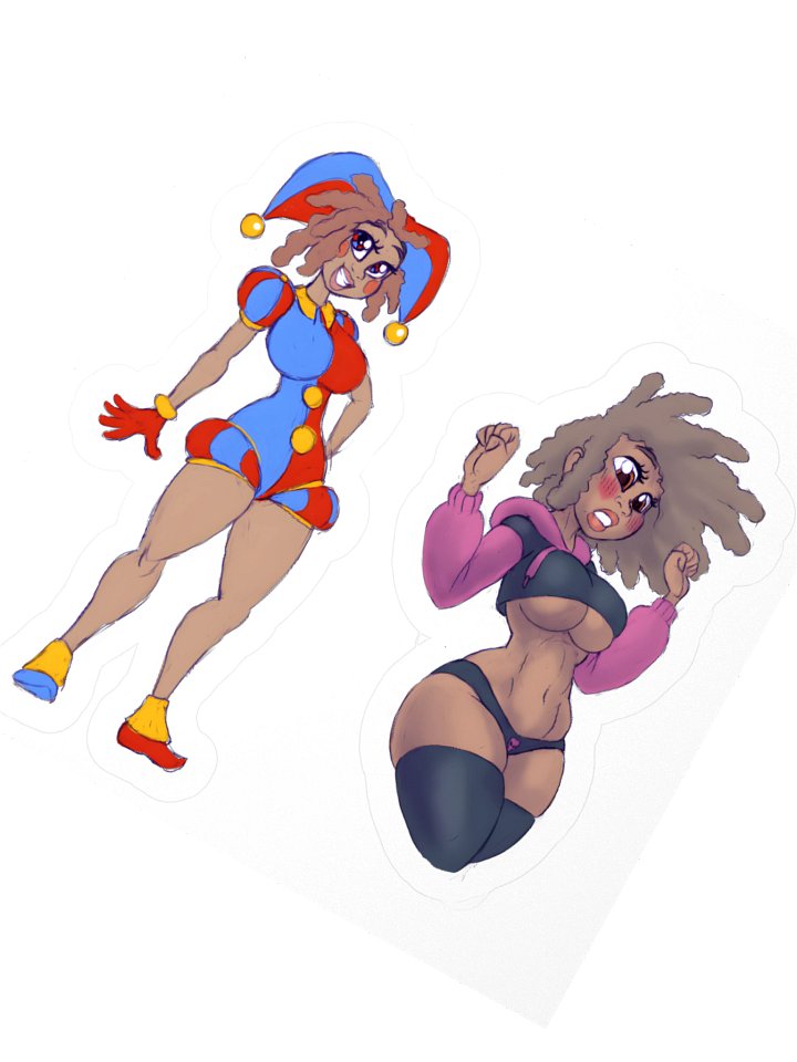 2 For 1 Pomni TVC & Scandalous TVC Stickers! product image (1)