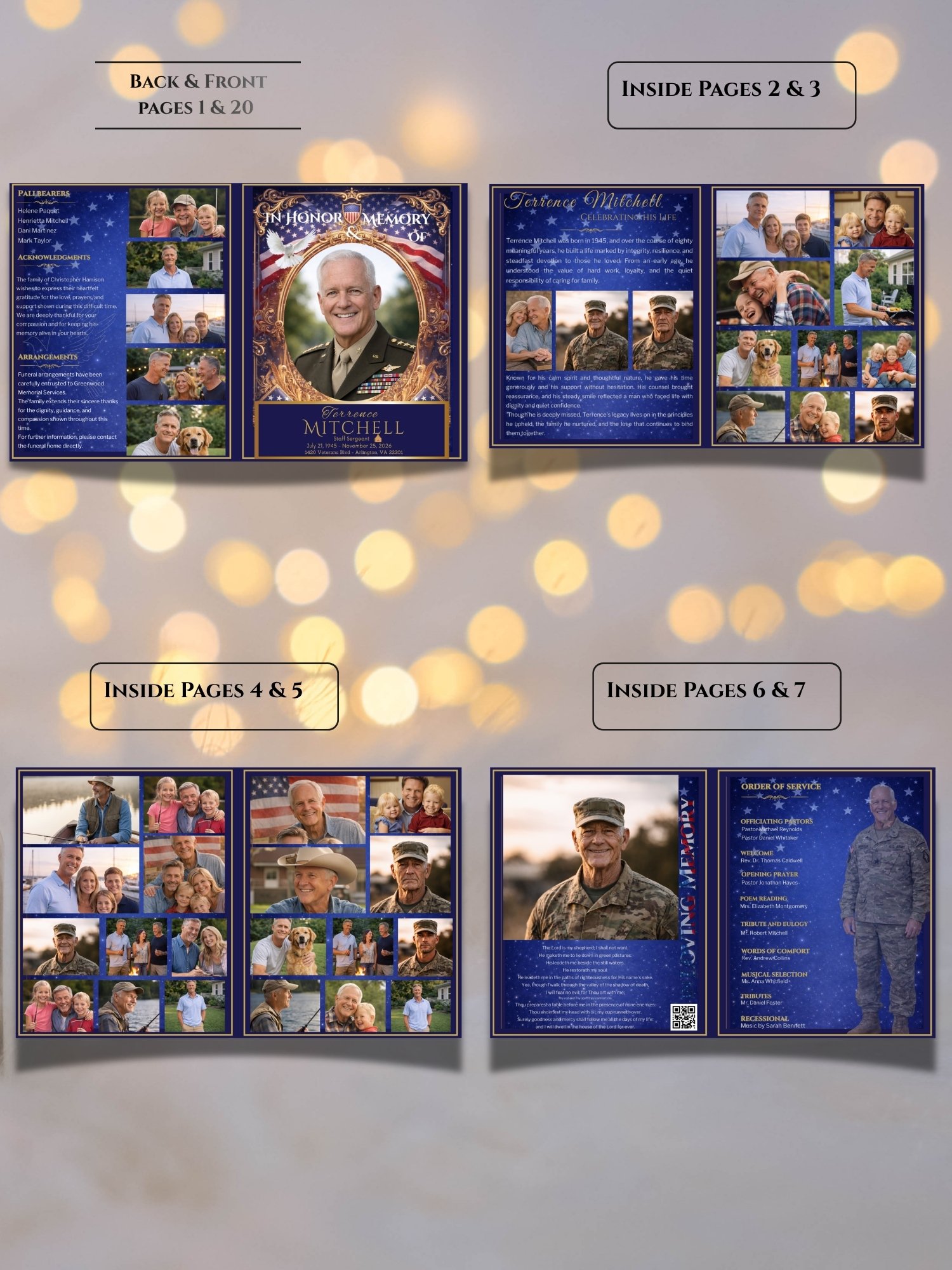 Patriotic Veteran & First Responder Funeral Program Bundle | 5-Piece Memorial Set product image (7)