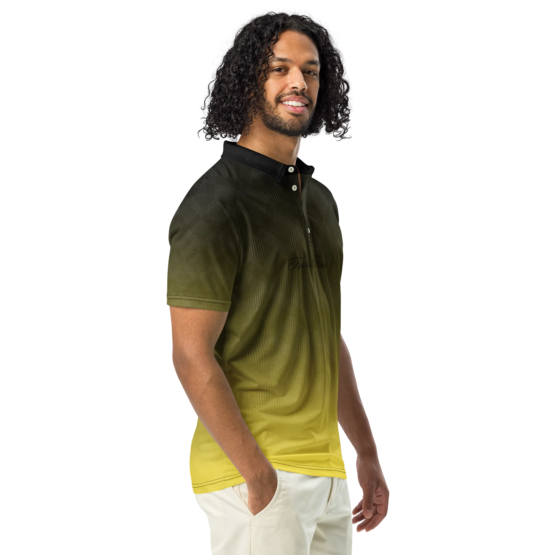 F&F Script Yellow Fade Slim Fit Polo Shirt product image (1)