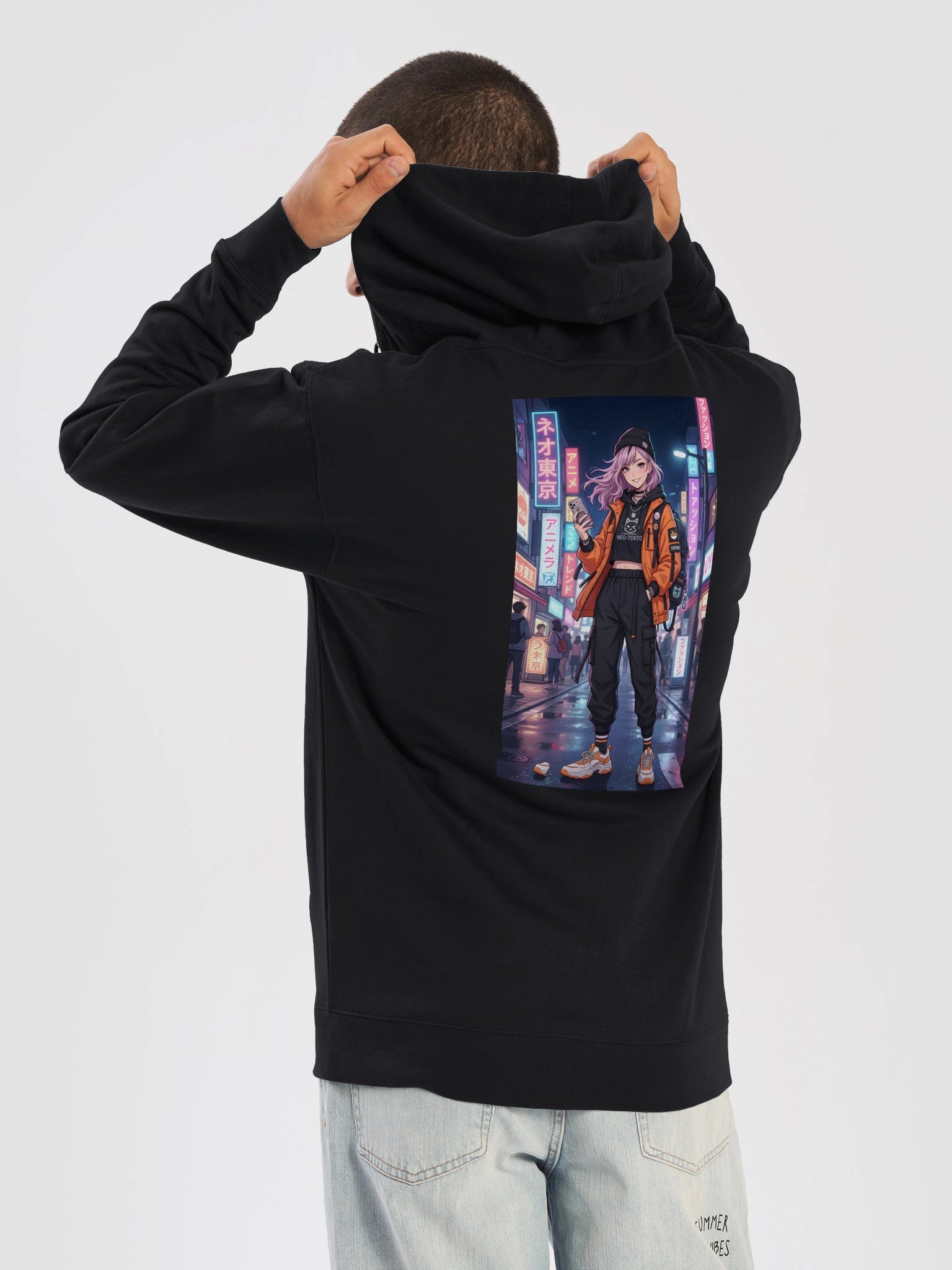 Japanese Cyberpunk Anime Girl Hoodie - Oversized Streetwear Hoodie for Men & Women | Japanese Aesthetic Back Print Sweatshirt product image (1)