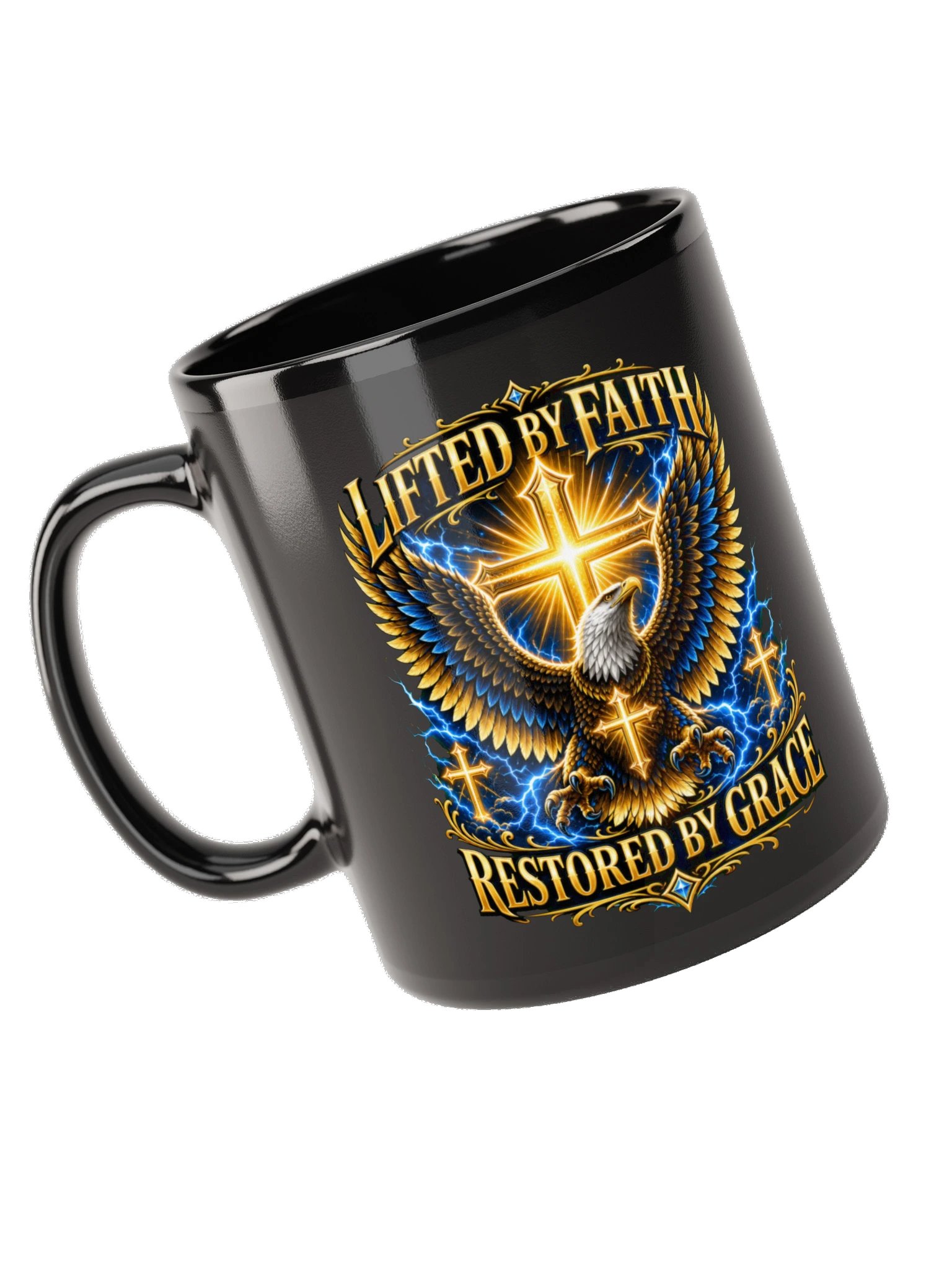 Lifted by Faith • Blue & Gold Eagle Mug product image (11)