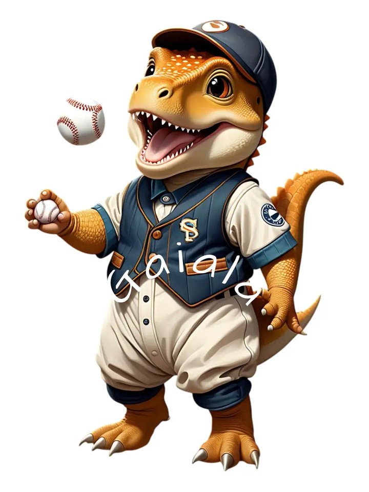Baby Dinosaur playing baseball Kid Nursery Print Wall Art product image (1)