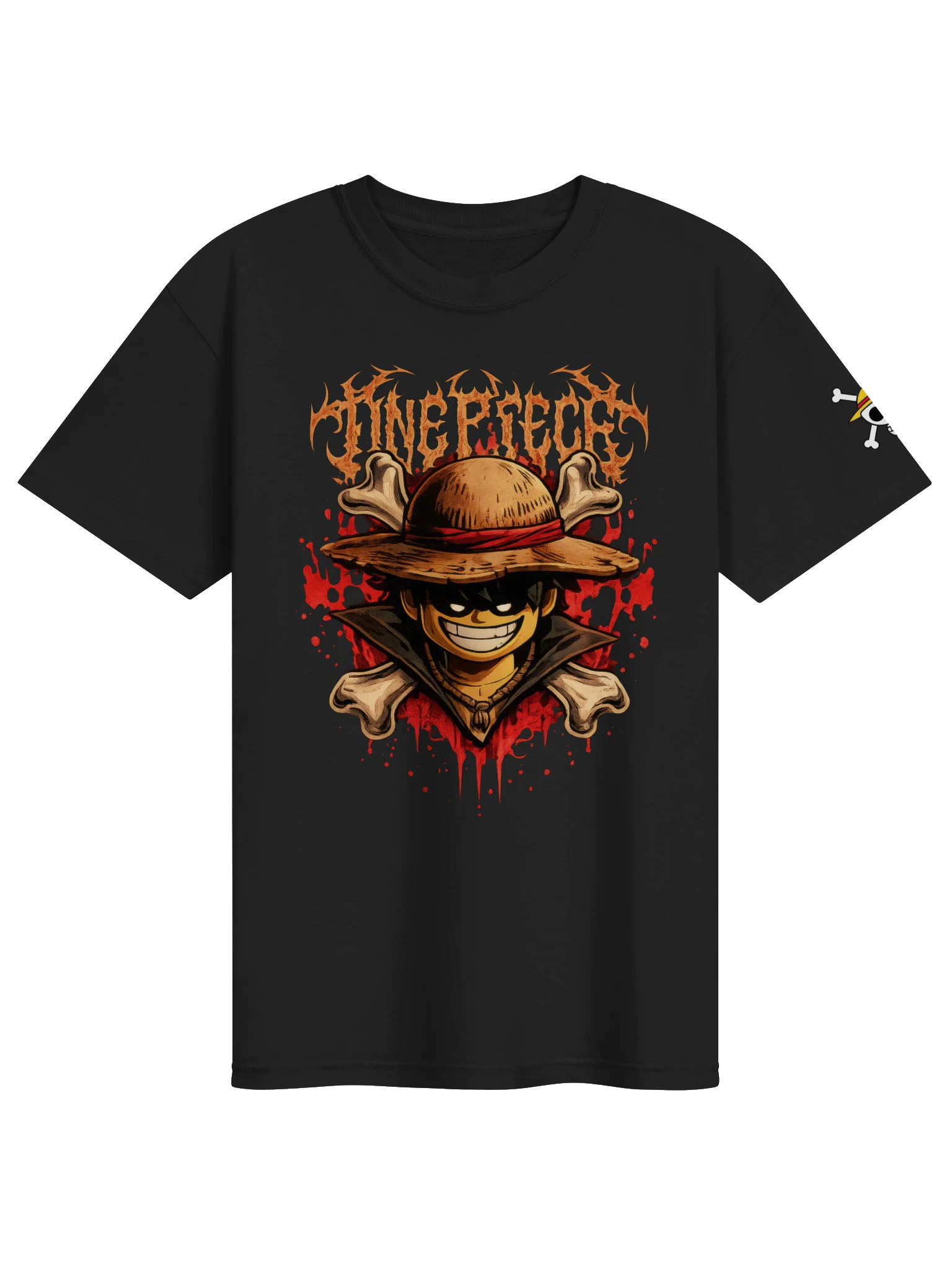 Luffy with his classic straw Lego-Style Graphic Tee product image (1)