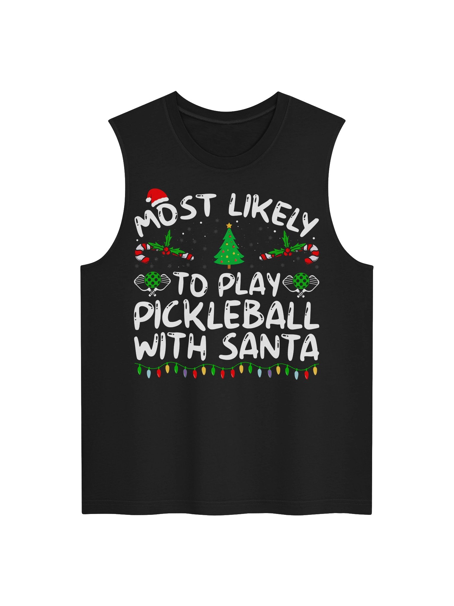 Most Likely To Play Pickleball With Santa Tank Top – Christmas Pickleball Tank Top product image (1)