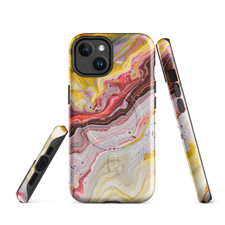 Colorful Red Marble iPhone® Case, Tough Magnetic Cases, Unique Gift for iPhone® Lovers, MagSafe®, 14, 15, 16, 17, Pro, Pro Max, Plus Case. product image (1)