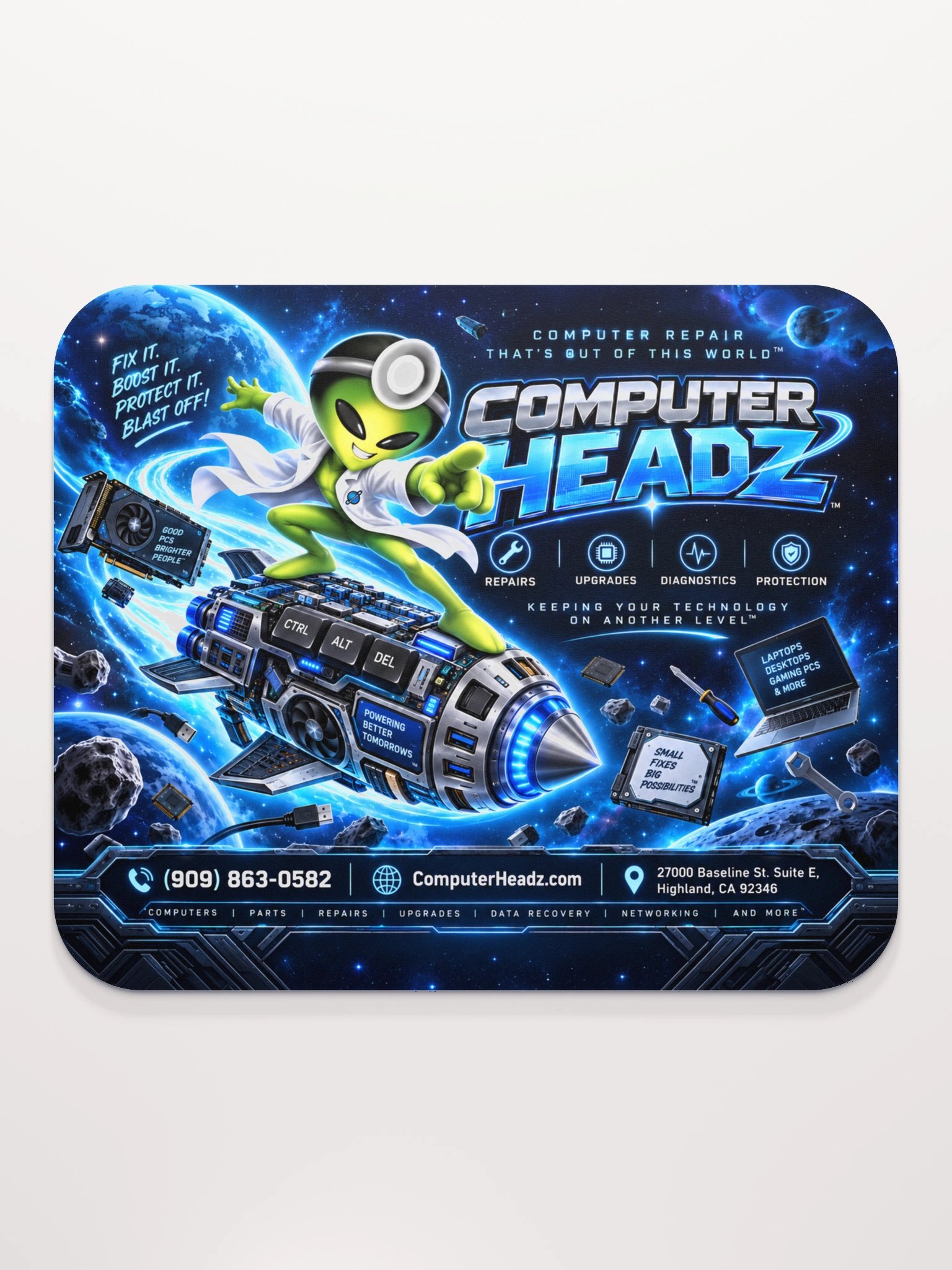 Computer Headz Blast-Off Tech Mousepad – Electric Blue Edition No. 01 product image (2)