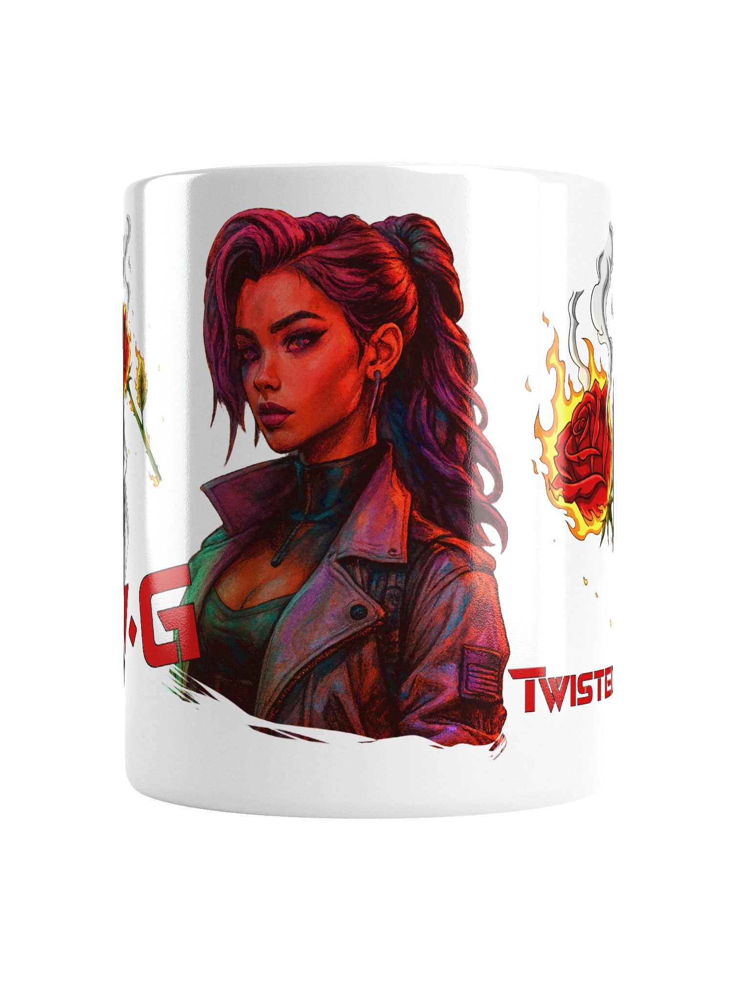 Twisted Virus Gaming - Anime Girl, Skull n Fire Rose Mug product image (2)