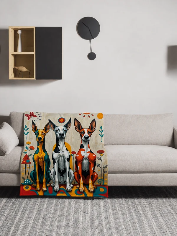 Three Good Dogs – Colorful Folk Art Throw Blanket product image (2)