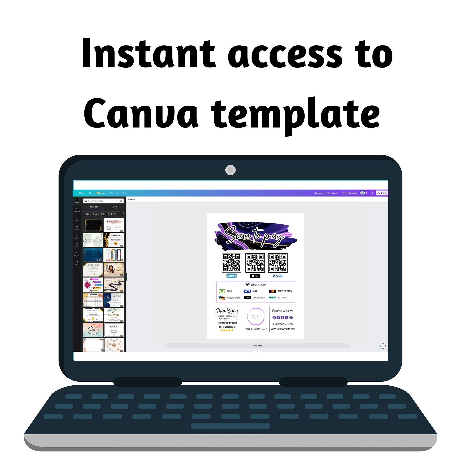 Amethyst - Scan To Pay QR Code Sign Template product image (3)