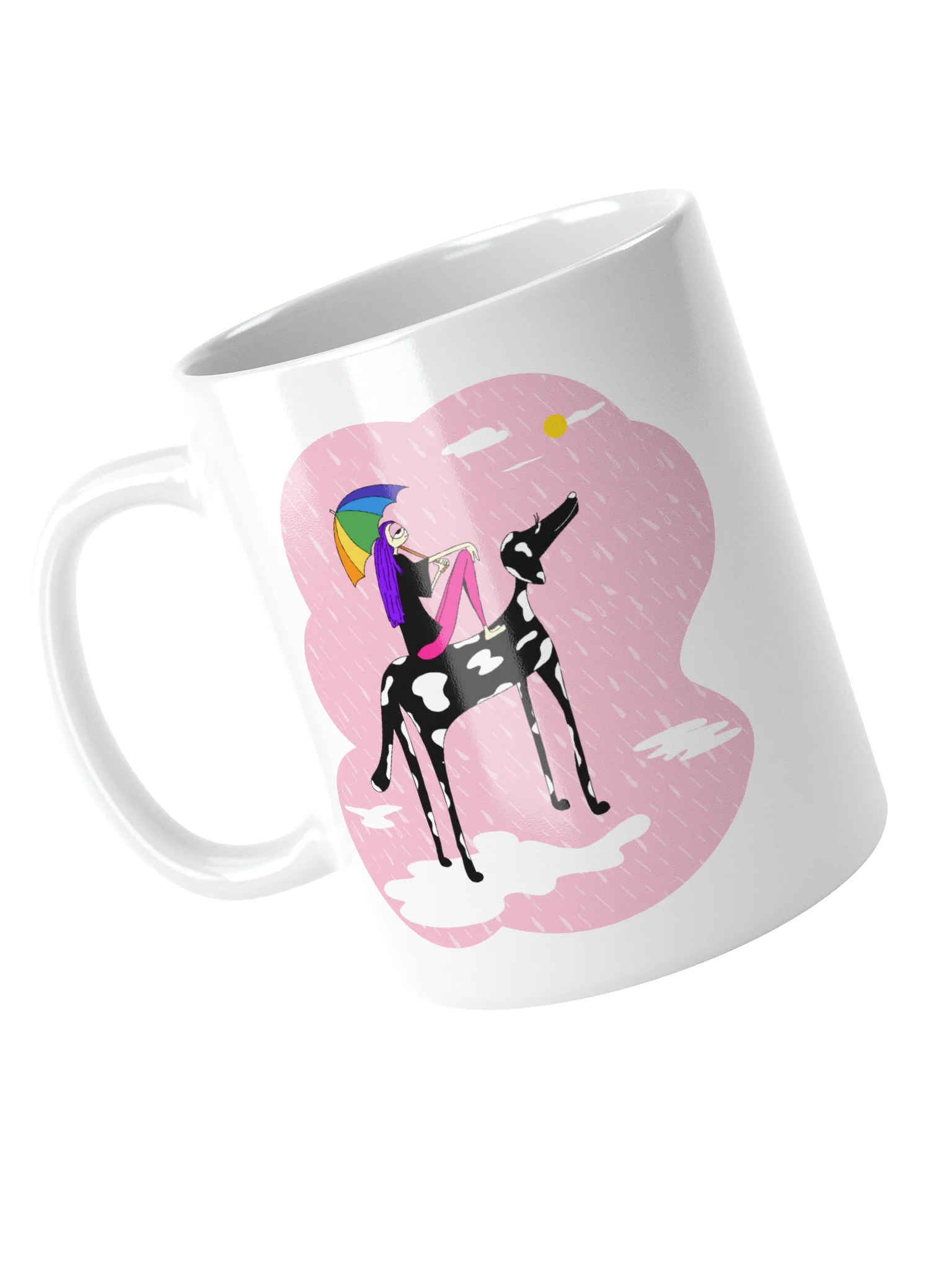 Mug: Girl in rain with dog under umbrella product image (4)