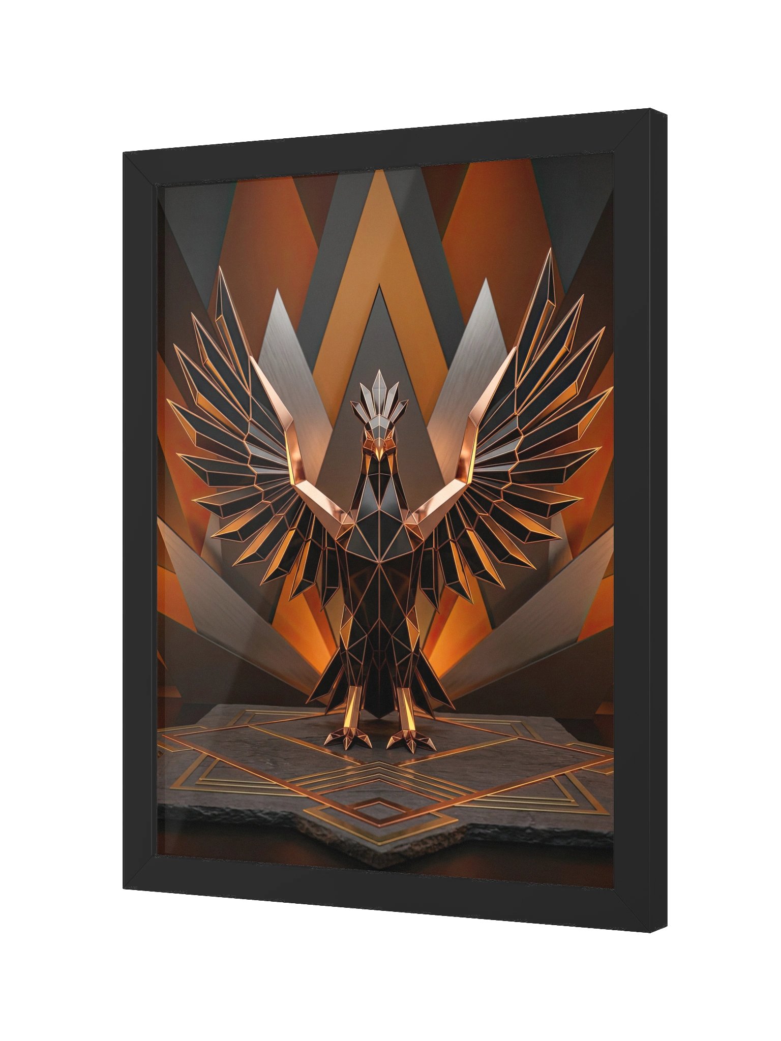Radiant Geometric Phoenix Framed Poster - Neo-Deco Luxury Wall Art product image (2)