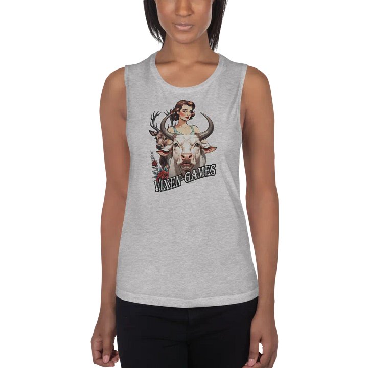 Vixen Games White Bull and Stag with roses flowy tank product image (9)