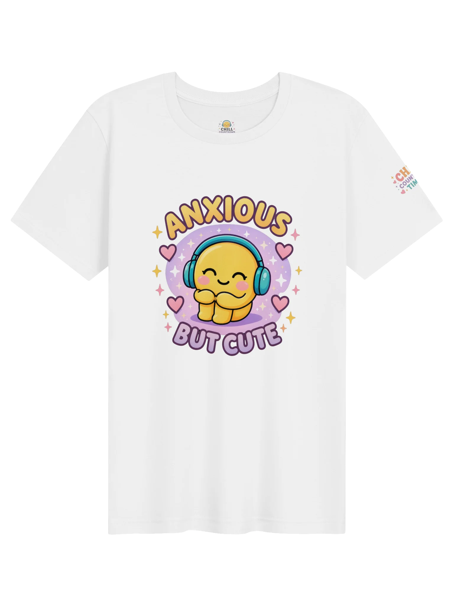 Anxious But Cute Smiley Sticker Tee product image (101)