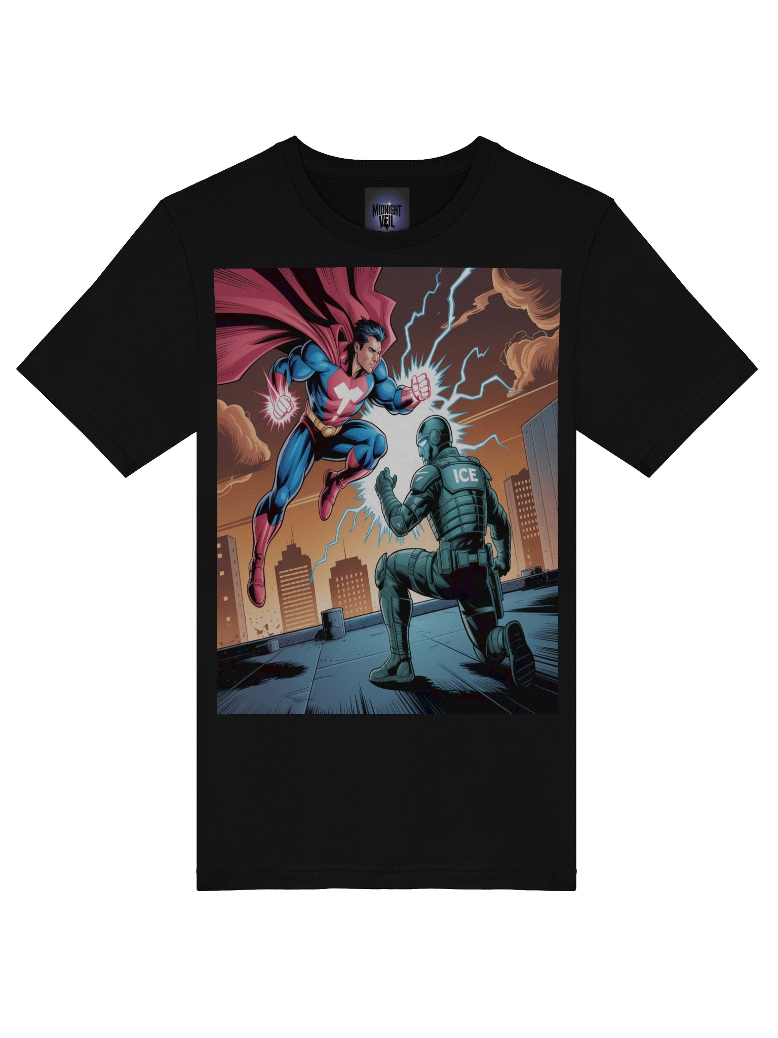 Man of Steel vs. Ice Agent Epic Rooftop Rumble T-Shirt product image (7)