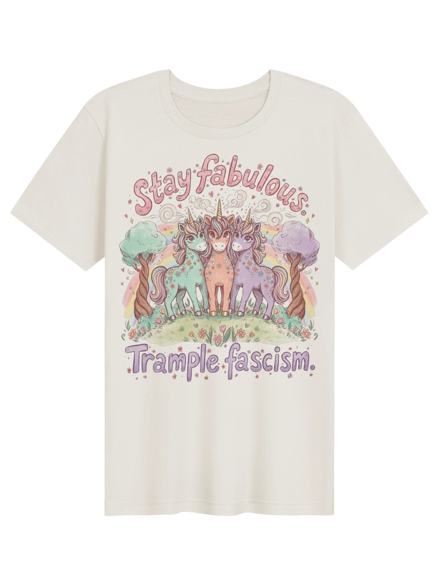 Stay Fabulous, Trample Fascism Retro Unicorn Tee product image (18)