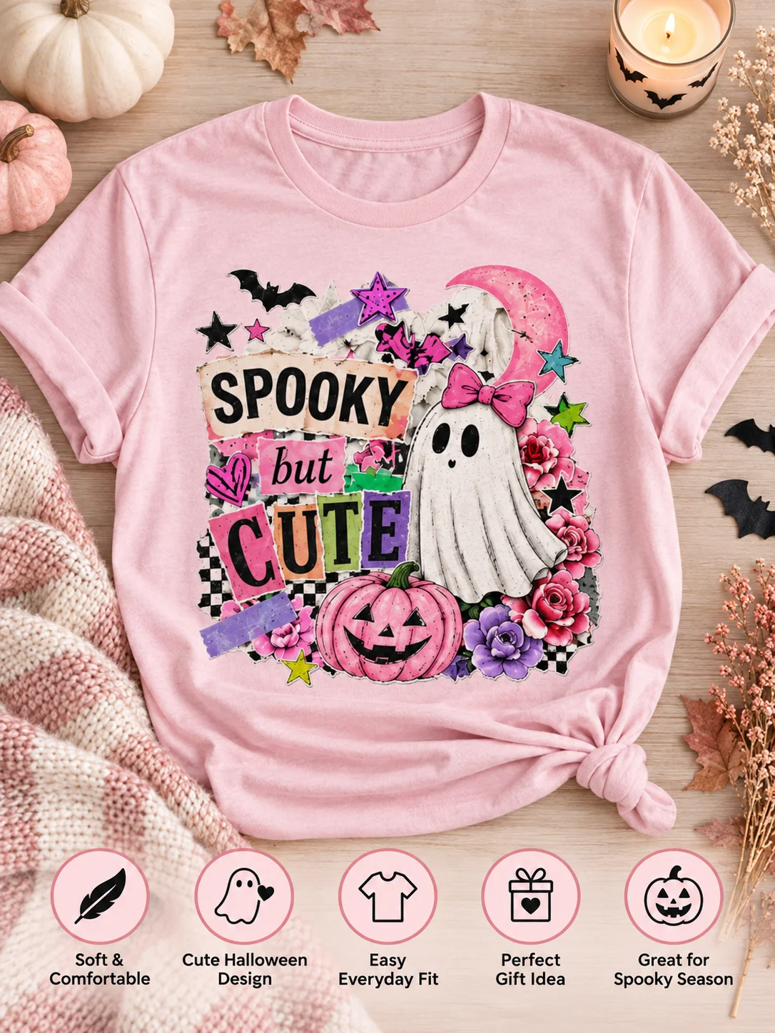 Spooky But Cute Halloween Ghost T-Shirt product image (2)