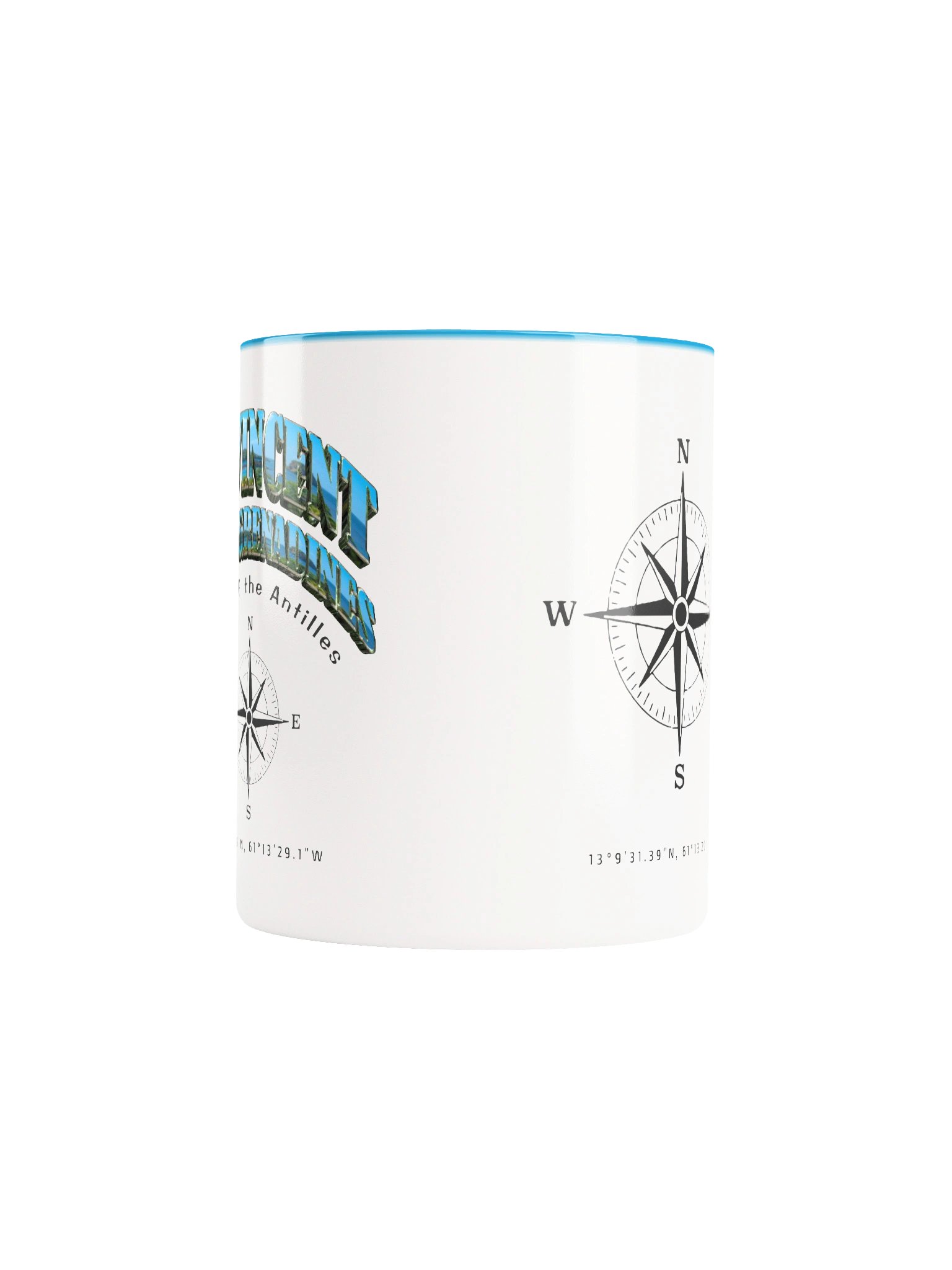 Compass - St. Vincent and the Grenadines - Vintage ALT | Ceramic Mug Sky Blue Peek-A-Boo Inside product image (4)