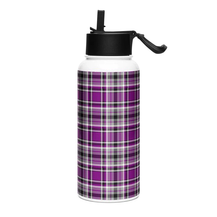 Purple, Gray and Black Plaid Water Bottle product image (2)