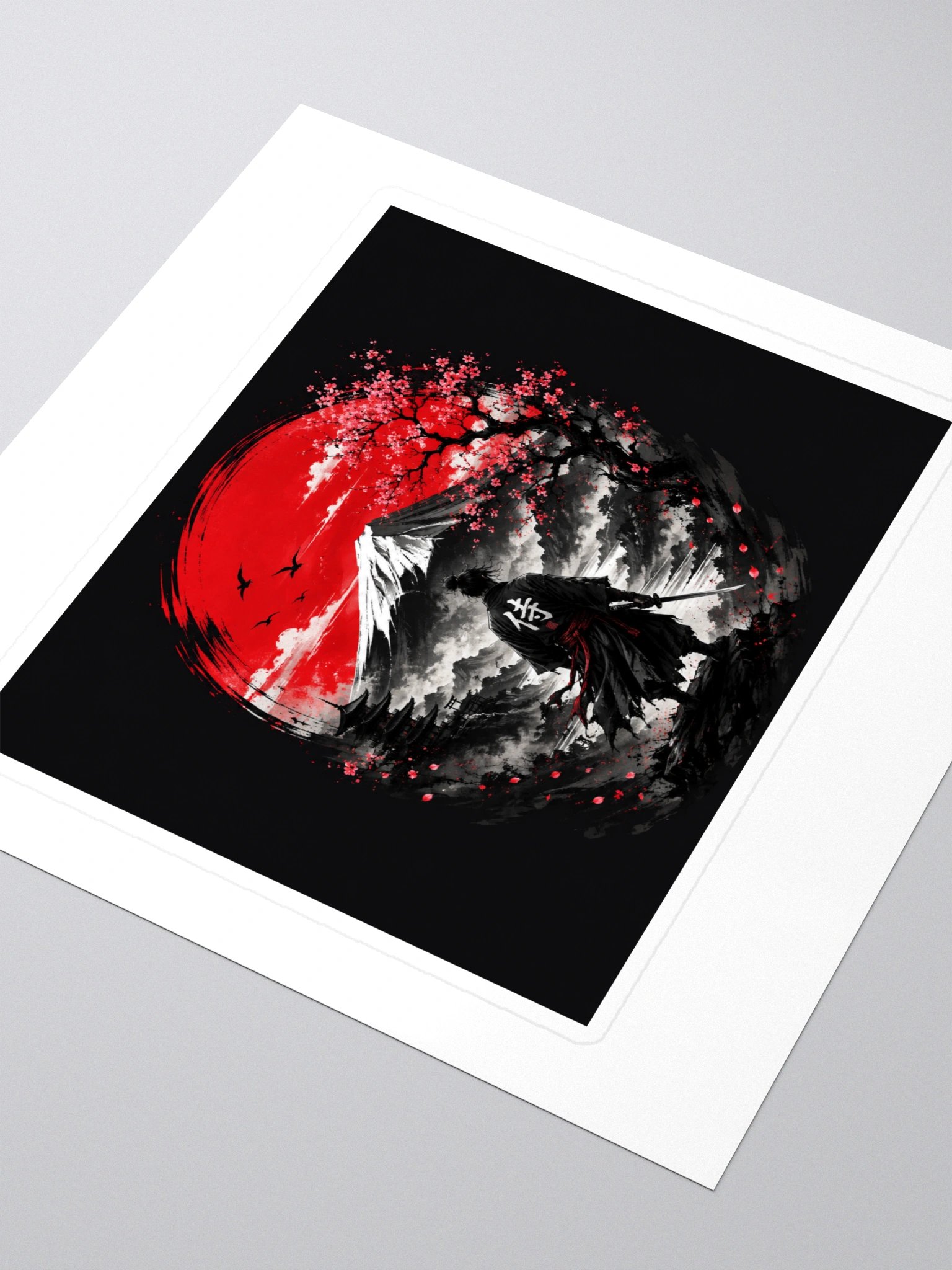 Japanese Samurai Mountain Wall Art – Red Sun Japan Poster product image (3)