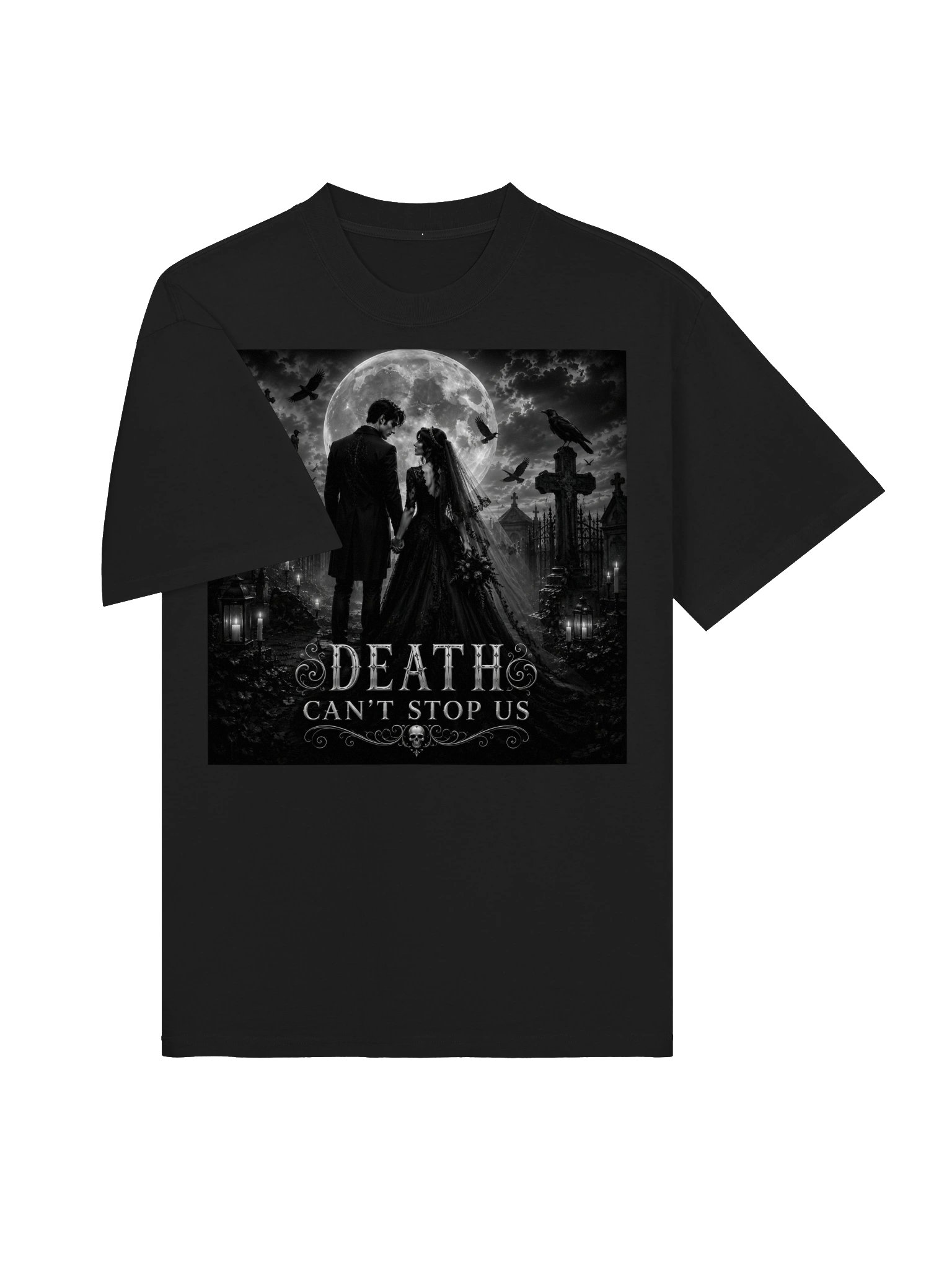 Death Can't Stop Us Gothic Wedding T-Shirt | Gothic Bride Bachelorette Party Bridal Shower Gift product image (4)