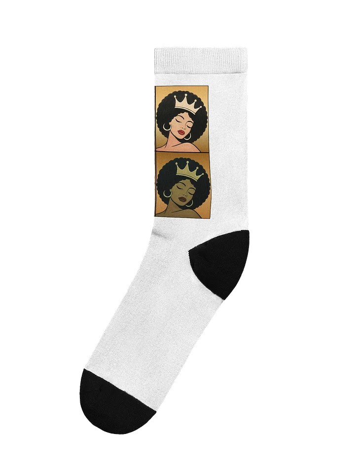 Poised Princess Crowned Afro Tile Crew Socks product image (1)