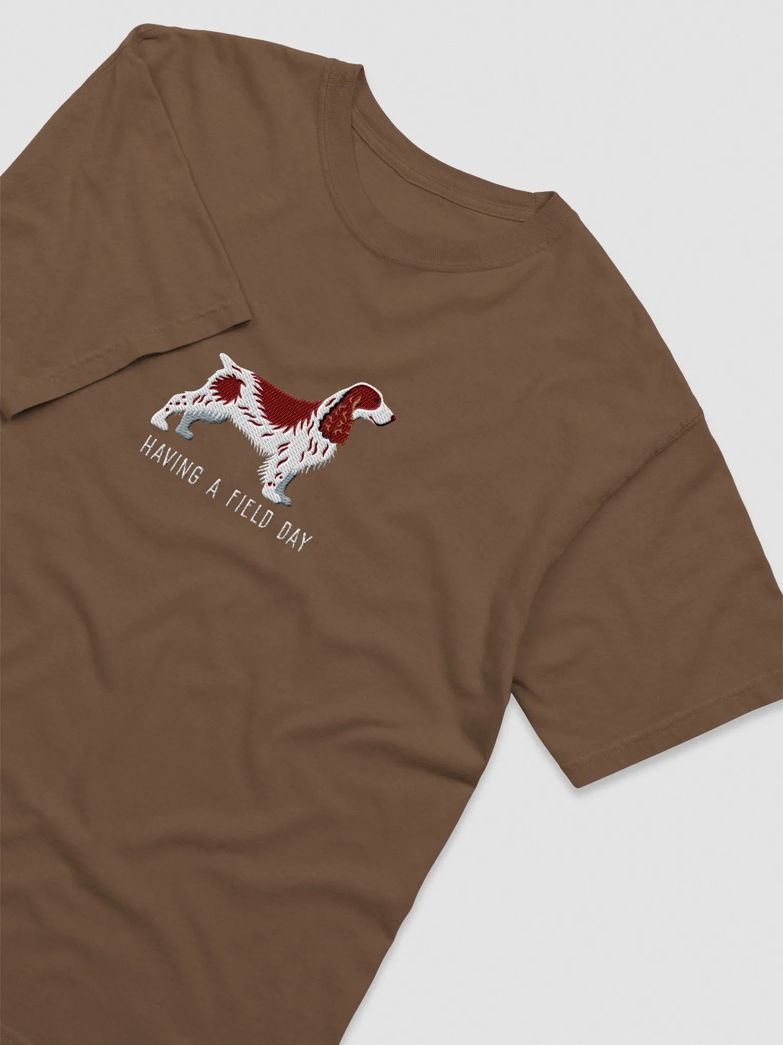 Having a Field Day T-Shirt(Embroidered) of a Field Spaniel(Liver & Tan) product image (6)