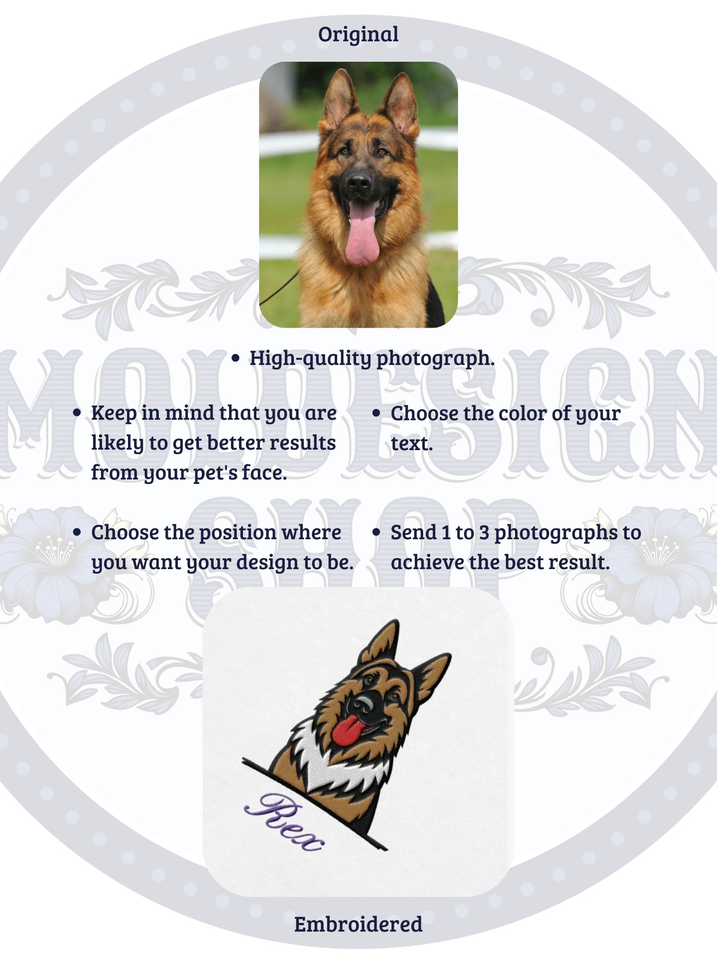 YOUR GERMAN SHEPHERD! / SWEATSHIRT WITH PERSONALIZED NAME / EMBROIDERED product image (4)