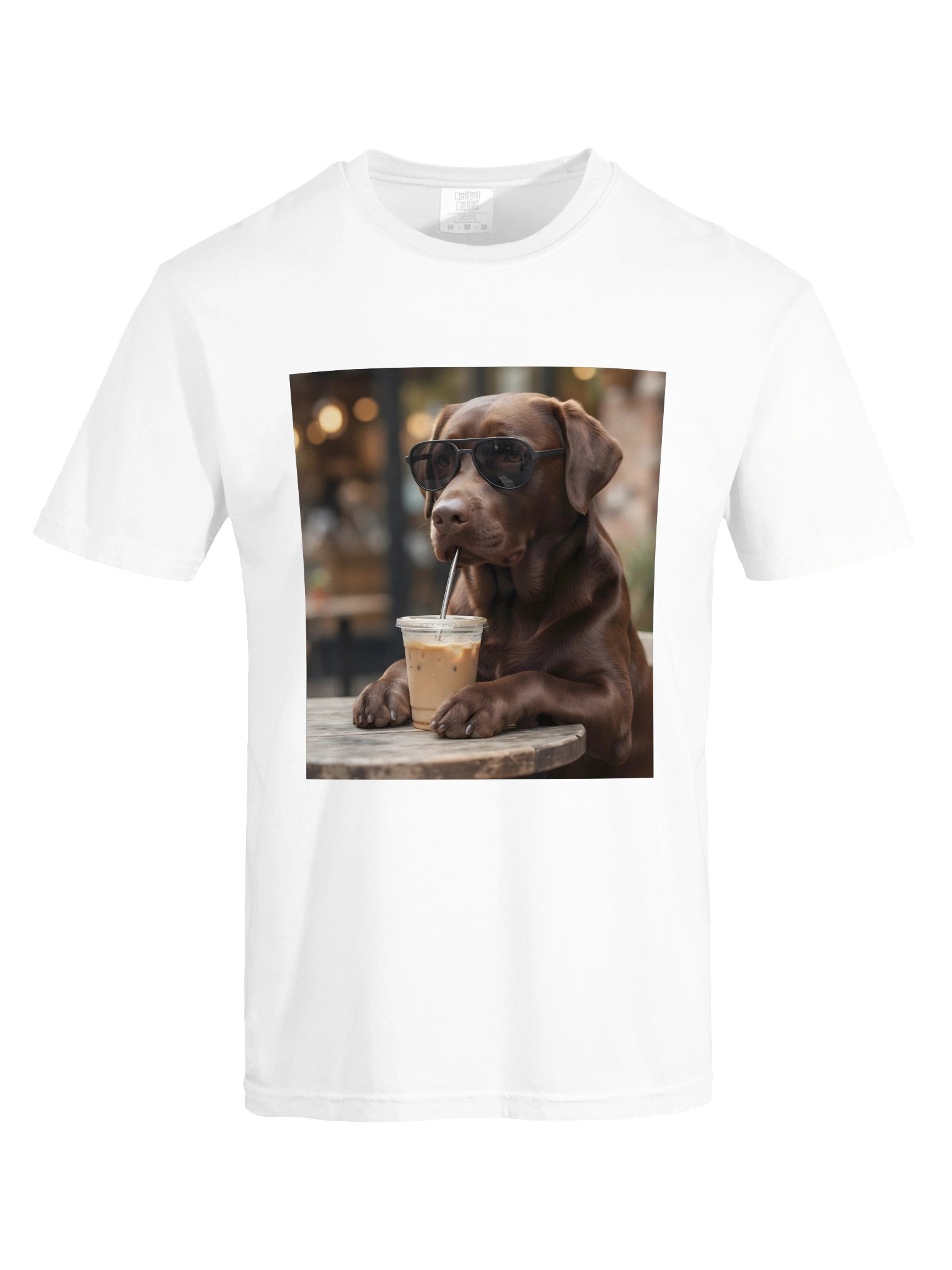 Chocolate Labrador T-Shirt | Cool Dog Wearing Sunglasses Shirt | Coffee Lover Dog Tee | Labrador Retriever Gift | Cute Dog Lover Shirt product image (1)